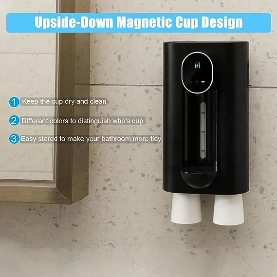 Smart Home Wall-Mounted 540ml Automatic Electric Mouthwash Dispenser with Cups Liquid Pump for Hotel Bathroom