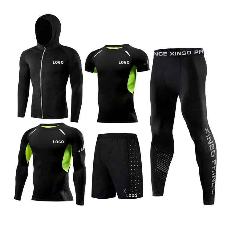 Custom Men's Training Sportswear Gym Clothing 5 Piece Compression