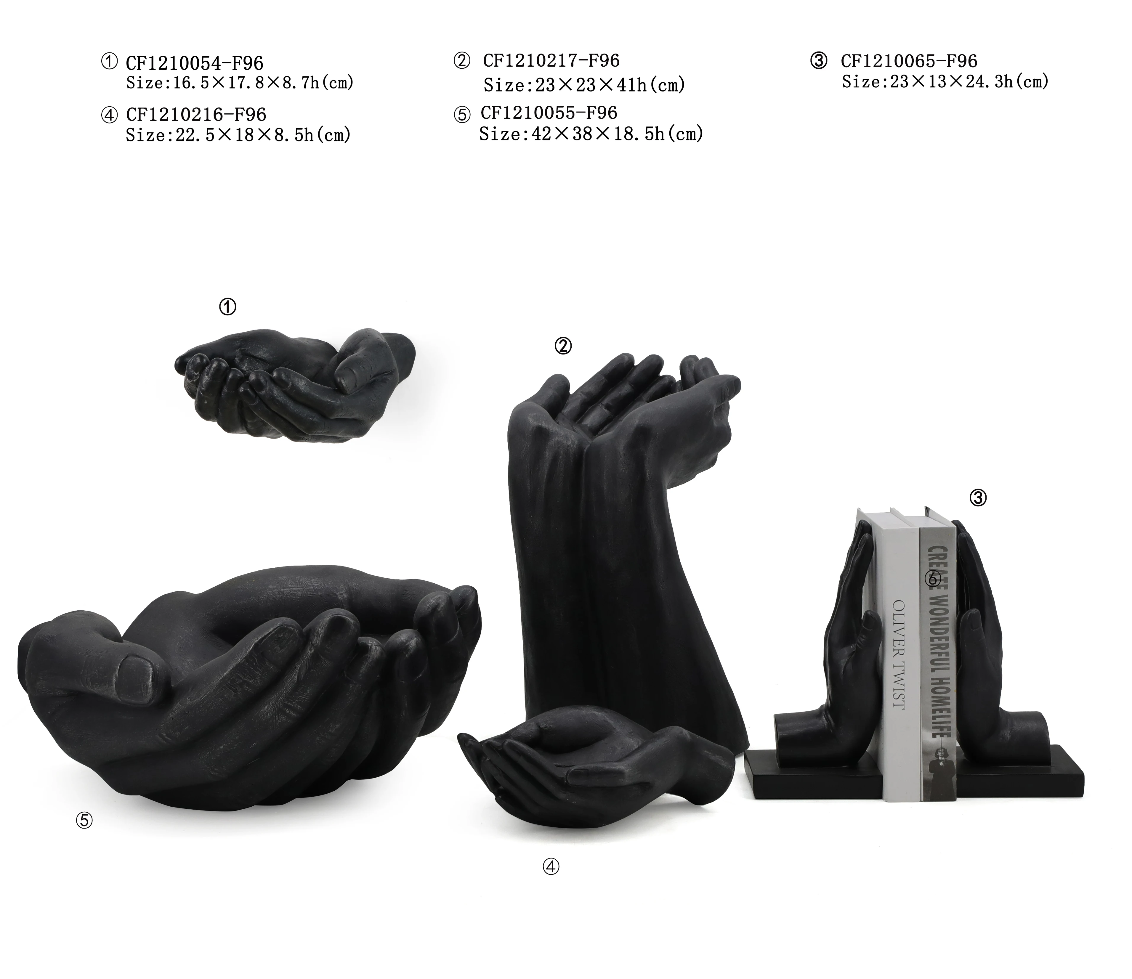 Wholesale Resin Black Hand Design Bookend Holder For Home Decoration supplier