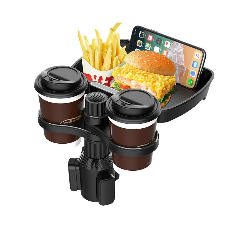 Portable Car Cup Holder Attachable Tray Expanded Table Desk 360 ...