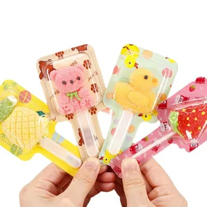 Cartoon Lollipop Little Yellow Duck Soft Fruit Candy Strawberry Bear Children's Snacks Coated Internet Celebrity Wholesale