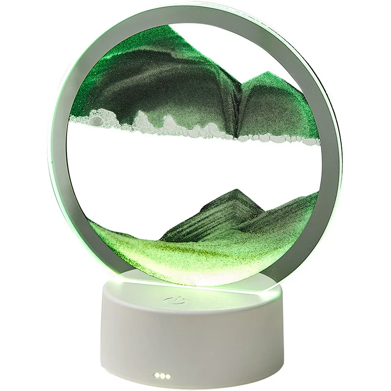 Modern Touch Control Led RGB Lamp 3D Hourglass Decorative Quicksand Table Lamp With USB Cable Night Light