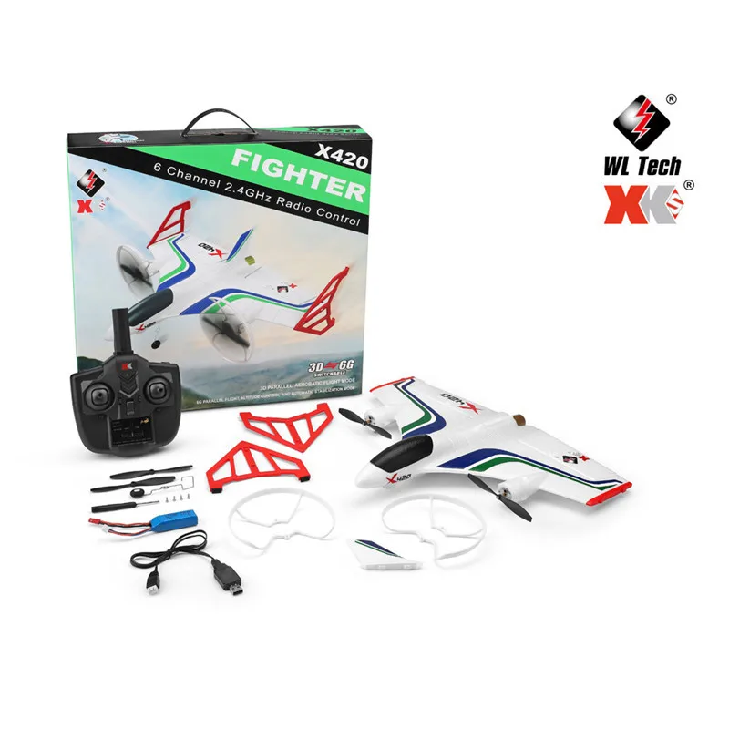 Xueren WLtoys XK X420 2.4G 6CH RC Quadcopter Brushless RC Glider Fixed Wing RC Airplane Aircraft RTF With Kid's Toys