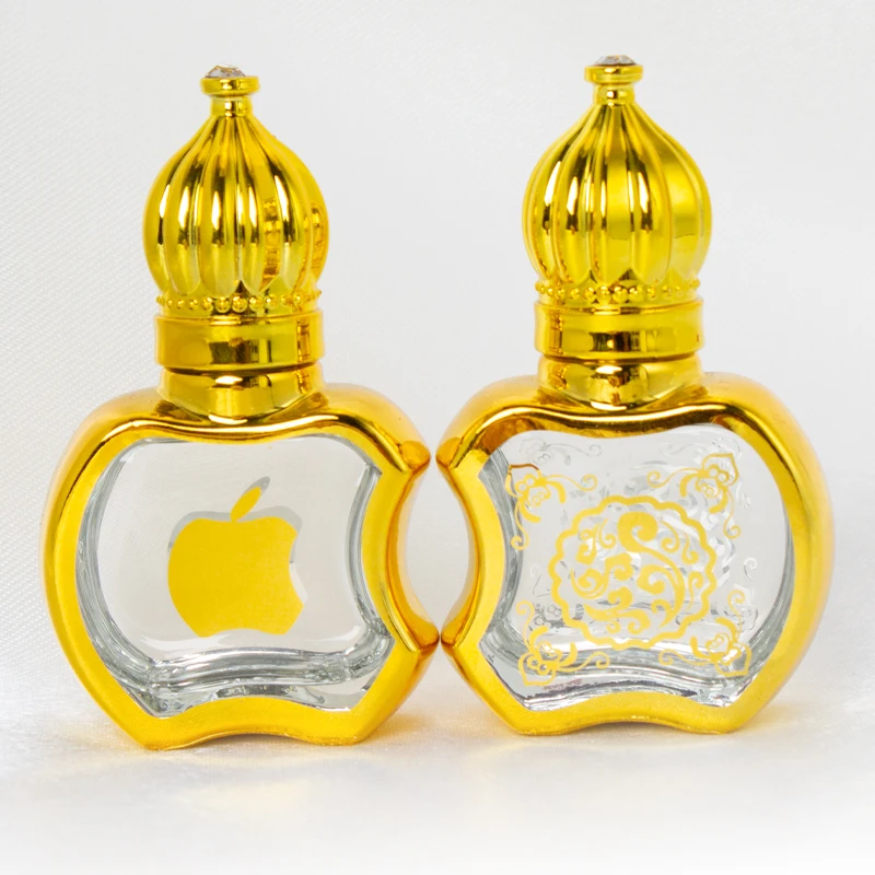 8ml Gold apple Essential Oil Bottles with Steel Balls Luxury Glass