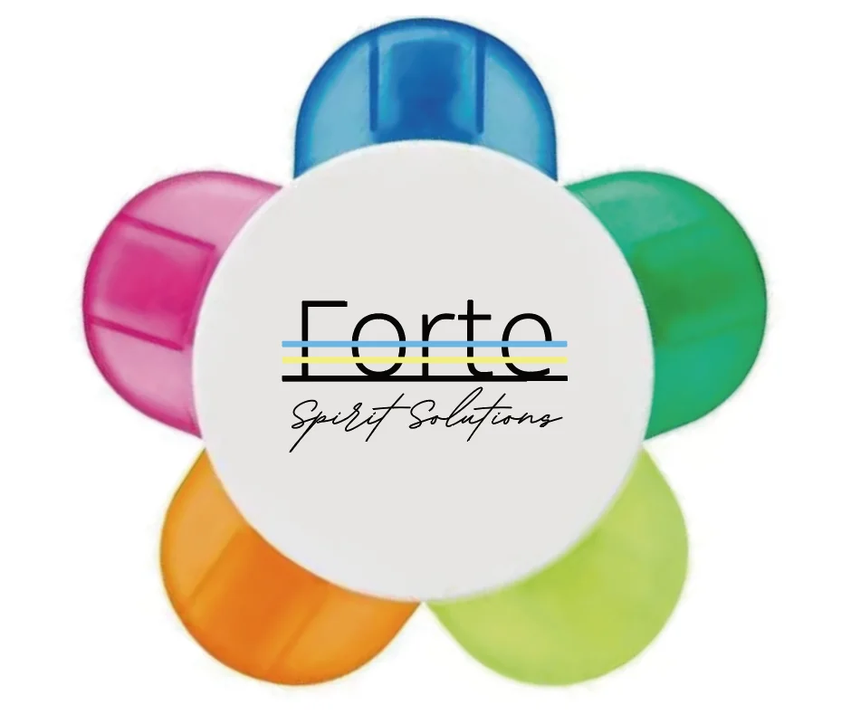 Custom Logo Multi-Color Flower-Shaped 5-in-1 Fluorescent Pen Set Oblique Brush Tip Loose Markers Promotional Highlighters
