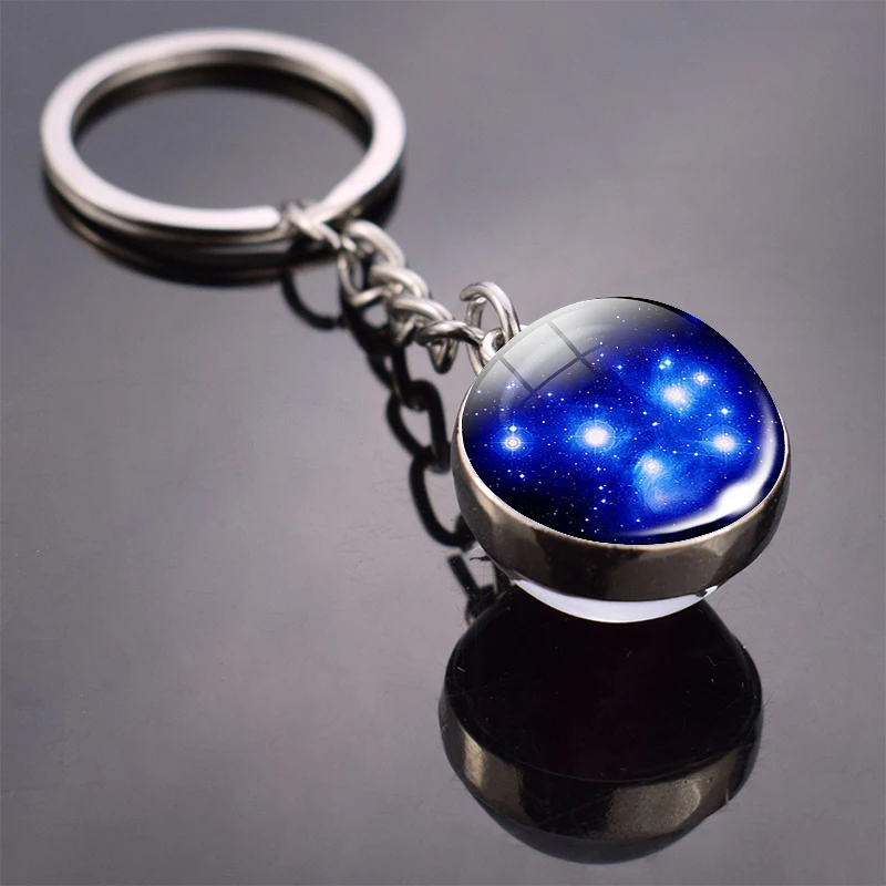 Helix Nebula Planet Keychain the Andromeda Galaxy Art Picture Glass Ball  Pendent Keychain Star Keyring Astronomy Gift