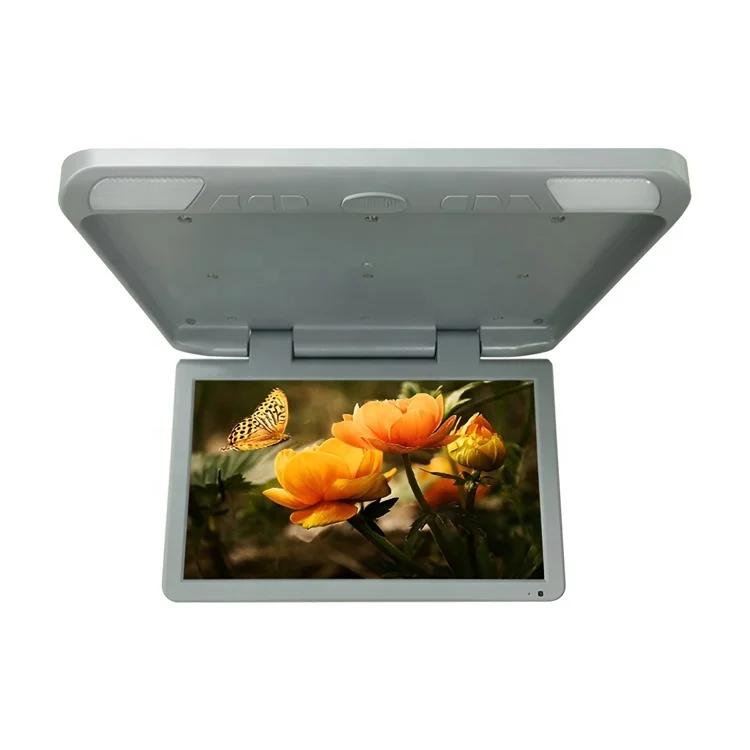 Bus Coach Manual Roof Monitor 18.5" Multimedia 2 Video Input Entertainment Player Business Folding Flip Down Ceiling TV Screen