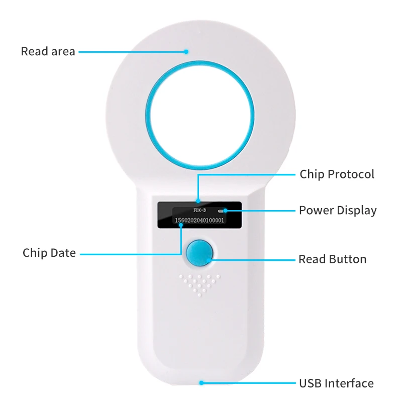Dog Cat Reader for Animal Ear Tag Glass Chip RFID Handheld  Microchip Reader Scanner for Pet Animals