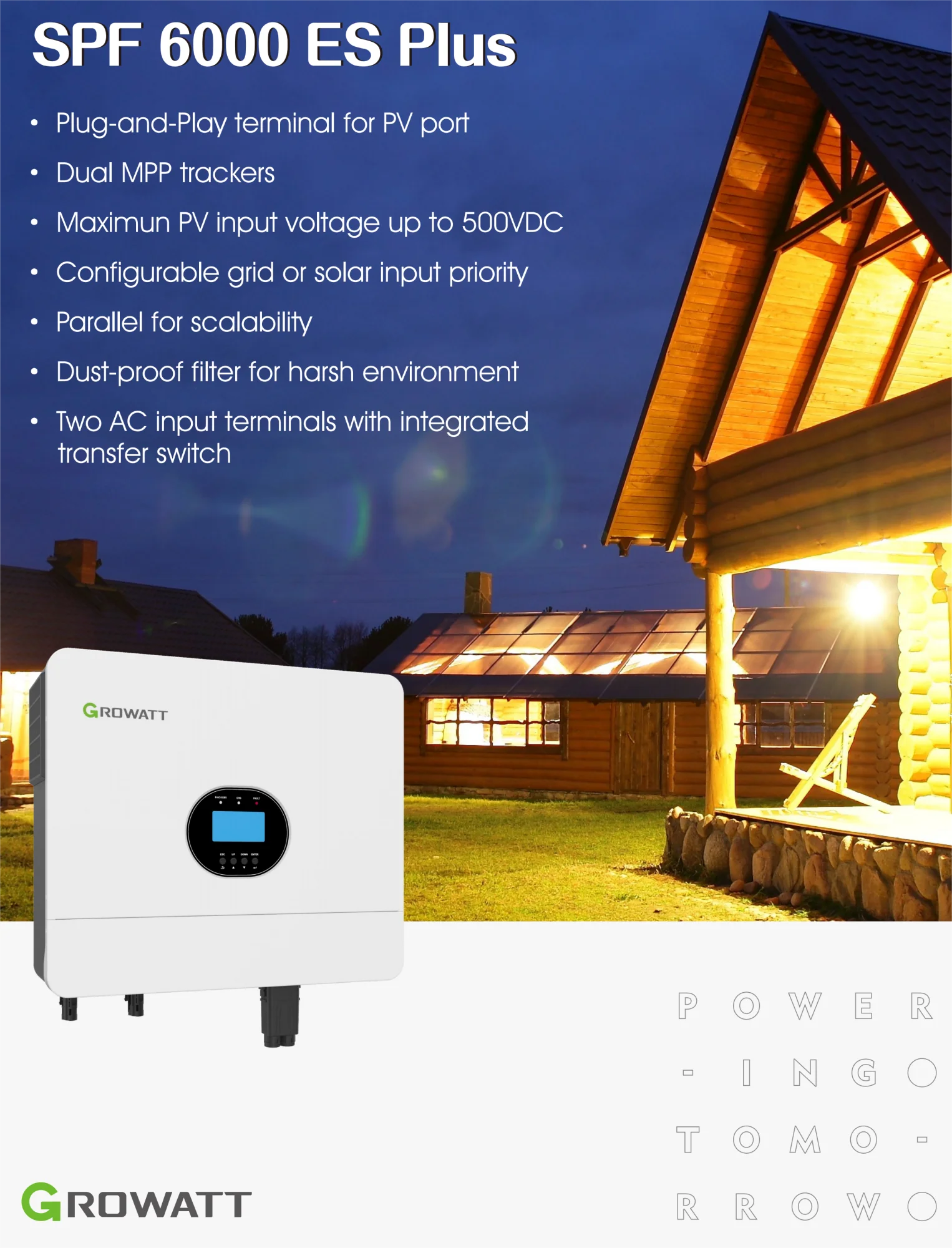 Growatt 6kW Hybrid Inverter Solar System SPF 6000 ES PLUS with Wifi ...