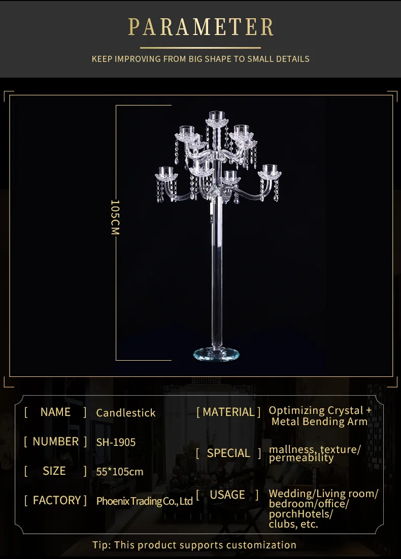 Crystal Candlestick 9 Arms Wedding Centerpiece Crystal Candelabra details