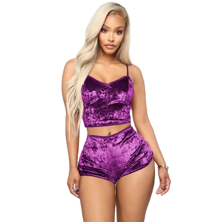 two piece velvet pajama set