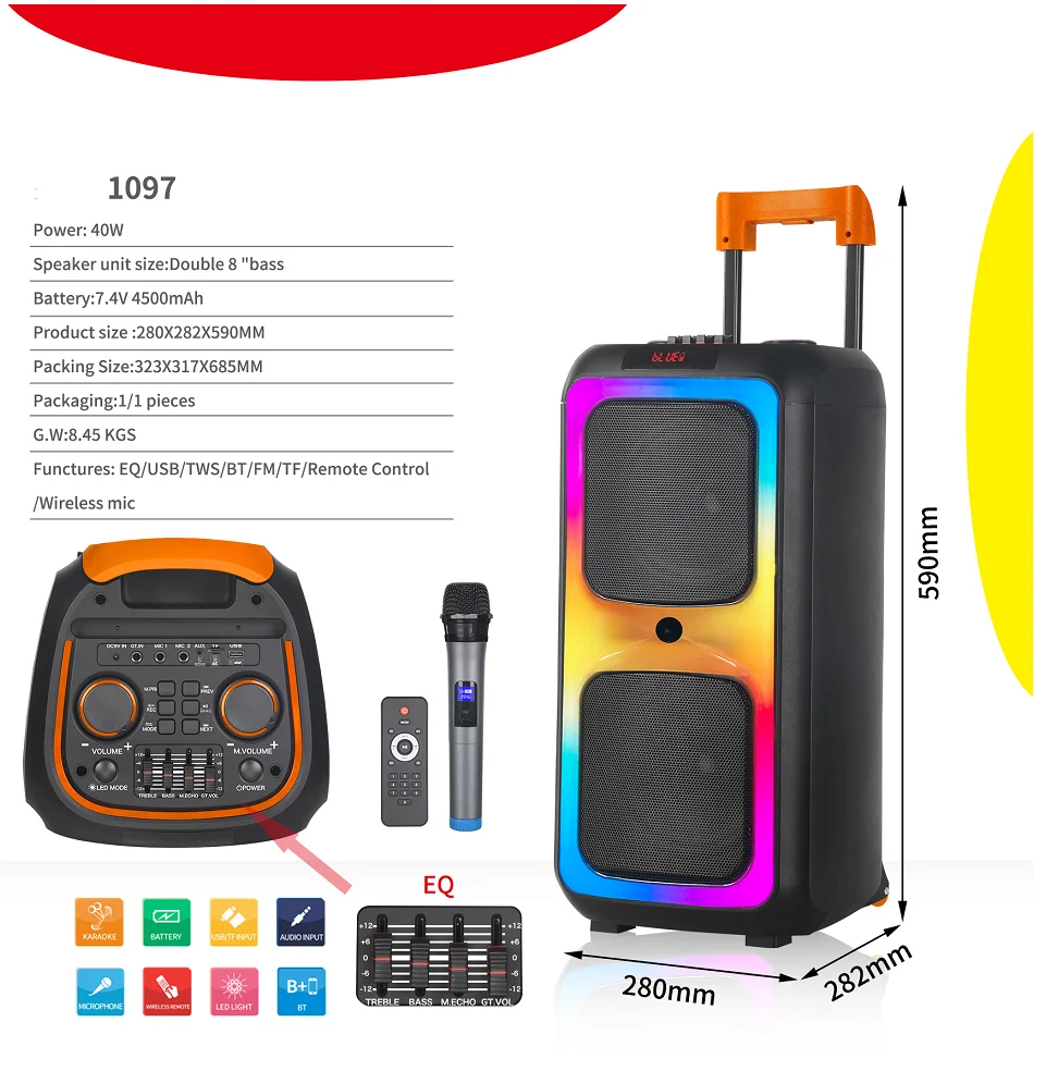 Big Speaker with Screen 1098 Latest TWS Trolley Speaker