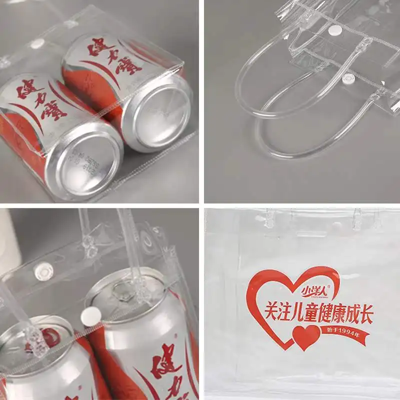 Customize Small Clear Print Package Hand Bag Biodegradable Transparent PVC EVA TPU Packaging Plastic Tote Bag