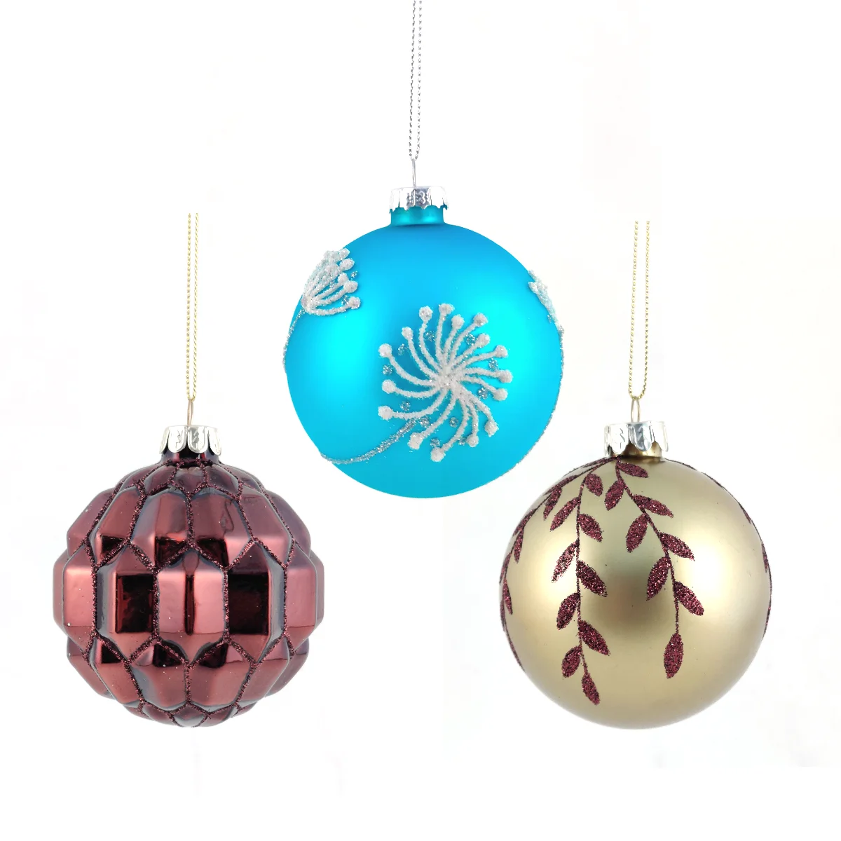 Custom personalised small clear cut custom black glass handmade hanging Christmas tree colorful ball ornament set