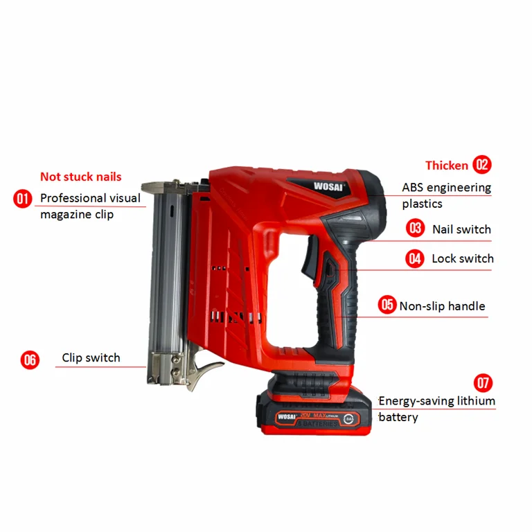 Wosai F30 Framing Nail Gun And Staple 20v Cordless Nailer Battery Power