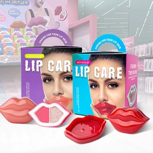 Custom Vegan Hydrogel Sheet Lip Mask Sleeping Exfoliating 2 In1 Sugar Lip Scrub and Balm Set Moisturizing Pink Lips Care Set