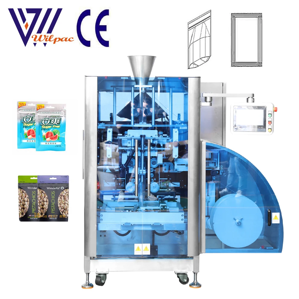 Zip-lock Vffs Vertical Automatic Food Powder Pouch Sealing Filling Packaging Stand up Zipper Premade Bag Doypack Packing Machine