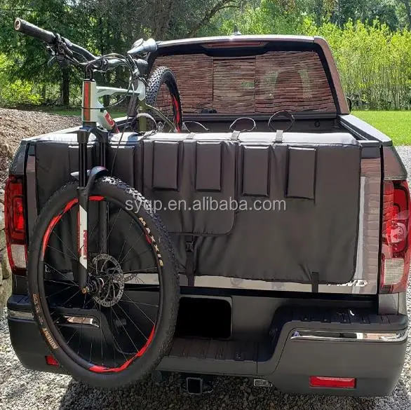 Truck Tailgate Cover with 2 Tool Pockets for Mountain Bikes Carries Up to 5 Bikes Tailgate Protection Pad Pickup Tailgate Pad with Bike Fixing Straps Fits Most Trucks Tailgate Pad for Bikes 