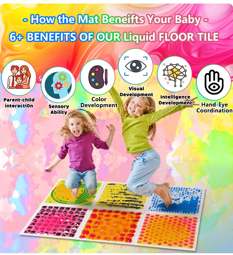 product autism sensory textured liquid floor tiles fidget educational toys massage floor puzzle gel mat sensory touch lava mat for kids-60