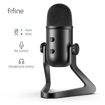 Fifine Hot Sale Laptop Condenser Microphone USB Professional With Metal Tripod For Streaming Podcasting