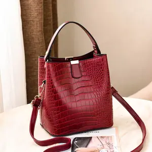 New High Quality Sac a Main Fashion Handbags Crocodile Pattern Bucket Bag PU Leather Crossbody Bag for Women Luxury