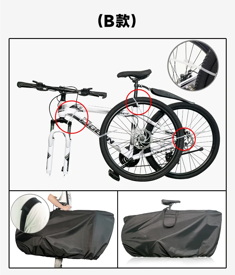 Borsa Per Ruote Bici In Nylon 420D, Per Diametri 26, 27,5 E 29 Pollici, Con Cinghie, Nera