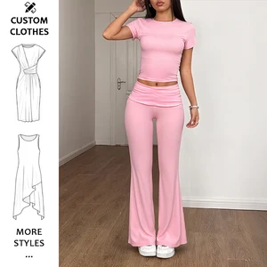 High quality flare lounge pants set short top and pants sets for women two pieces