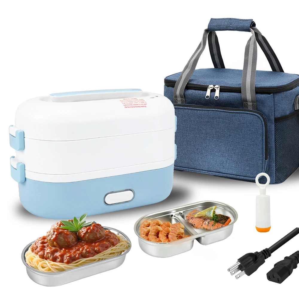 Double Layers 1400ml Fast Heating Cooking Electric Lunch Box 304 Stainless Steel Liners Cooing Box Mini Rice Cooker