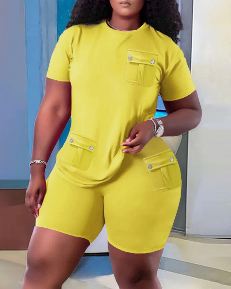 Mandy Round Neck Short Sleeve Top and Shorts Set Women main image 0