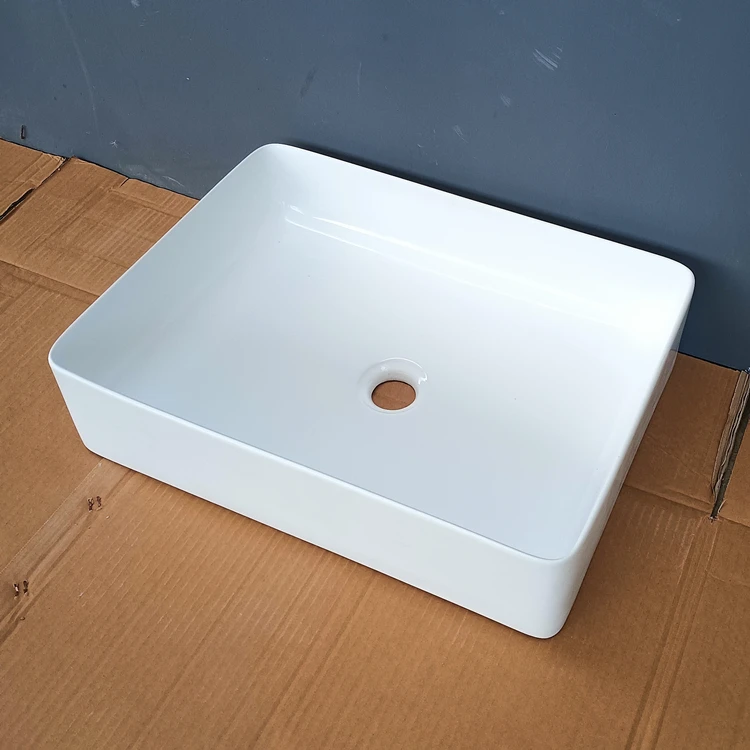 OEM Rectangular Shape Hand Washing Sink Bathroom Porcelain Above Counter Basin Hand Wash Basin Bathroom Vessel Sink