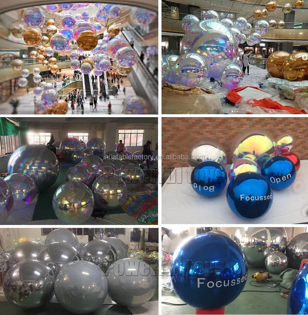Silver Smooth Glass Shiny Ball Large Inflatable Golden Disco Mirror
