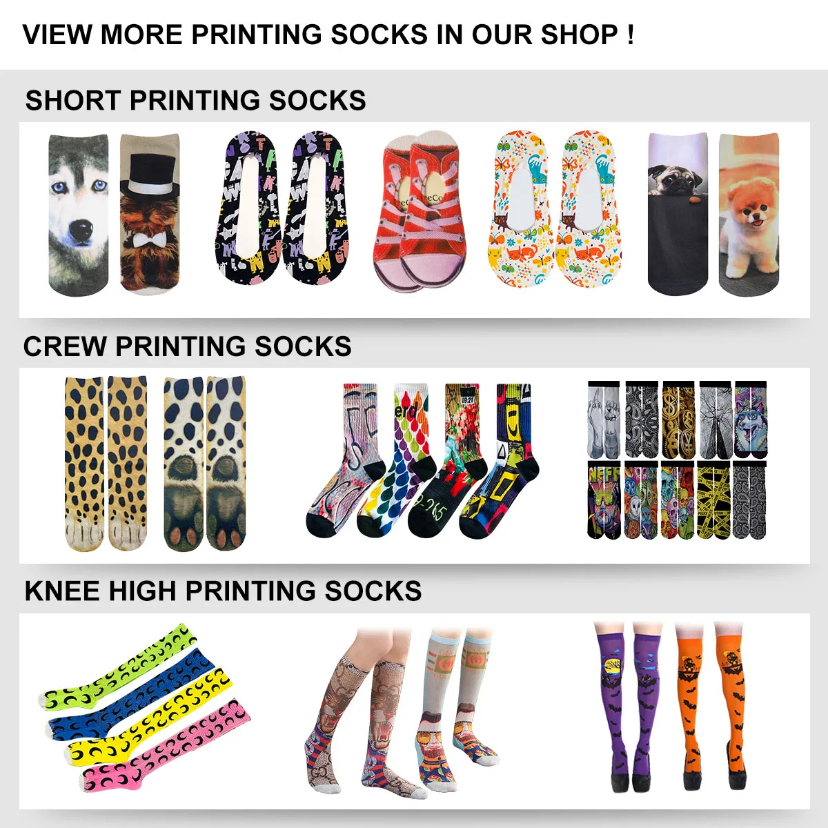 KTK 360 Degree Print 3d Sublimation Socks Wholesale