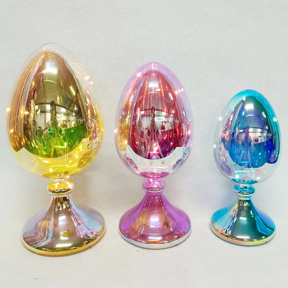 Custom indoor battery operated small hanging glass led easter spring time egg string lights set decorations products for sale details