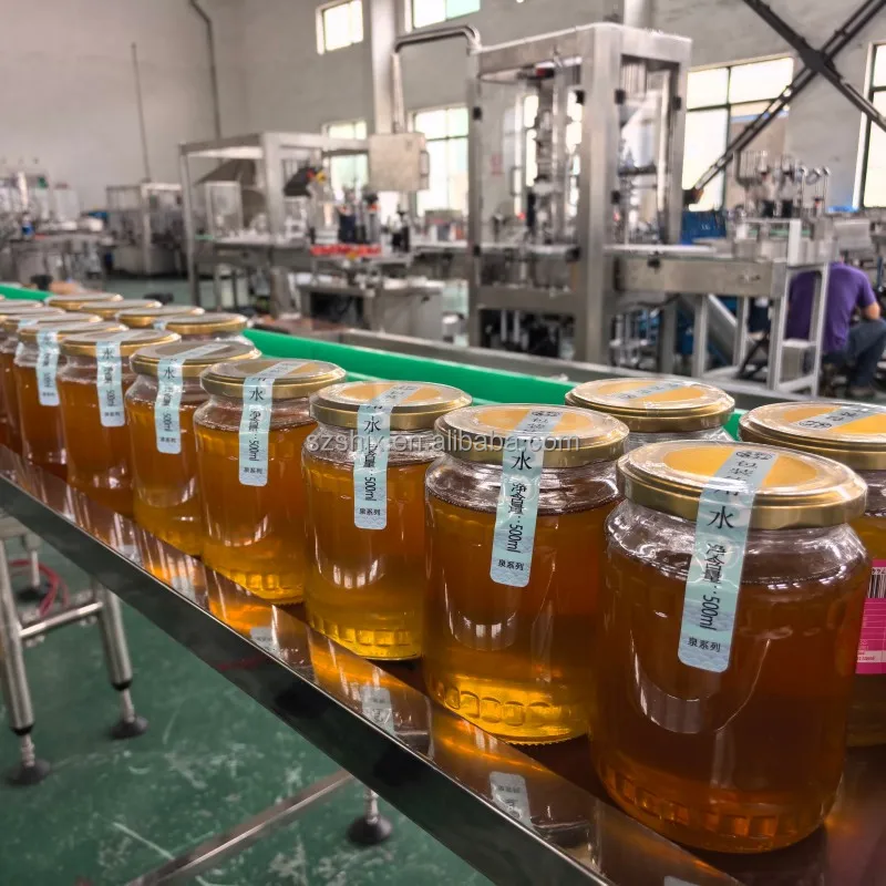 Automatic Glass Jar Filling Capping Line  for Jam Ketchup Honey Filler manufacture