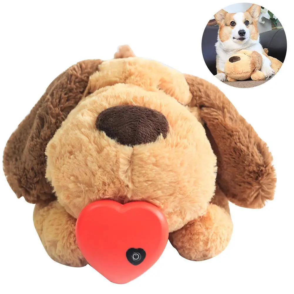 Dog Toy With Heartbeat Stuffed Animal Squeaky Toy Dogs Pet Anxiety