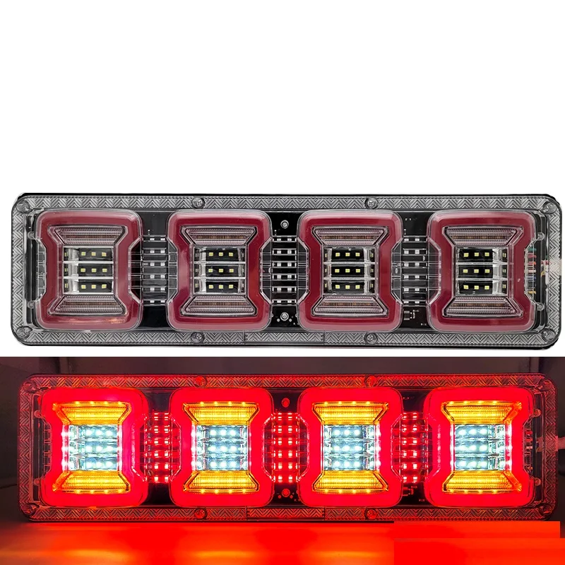 New Truck Rear Tail Light 24v Universal High Brightness Waterproof Semi-trailer Led Running Water Steering Brake Reversing 0