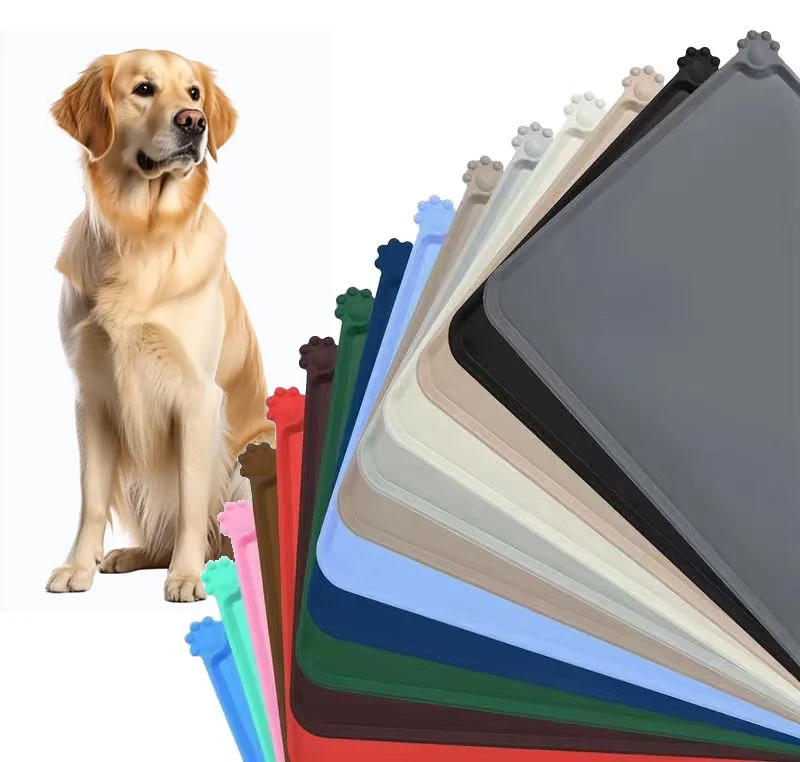 Waterproof Non-Slip Silicone Pet Food Bowl Mat Silicone Pet Feeding Mat Placemat Tray for for Dog Cat