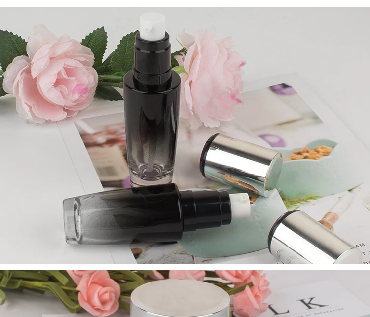 Wholesale cosmetic packaging container empty skincare set bottle glass face cream jar with lid manufacture