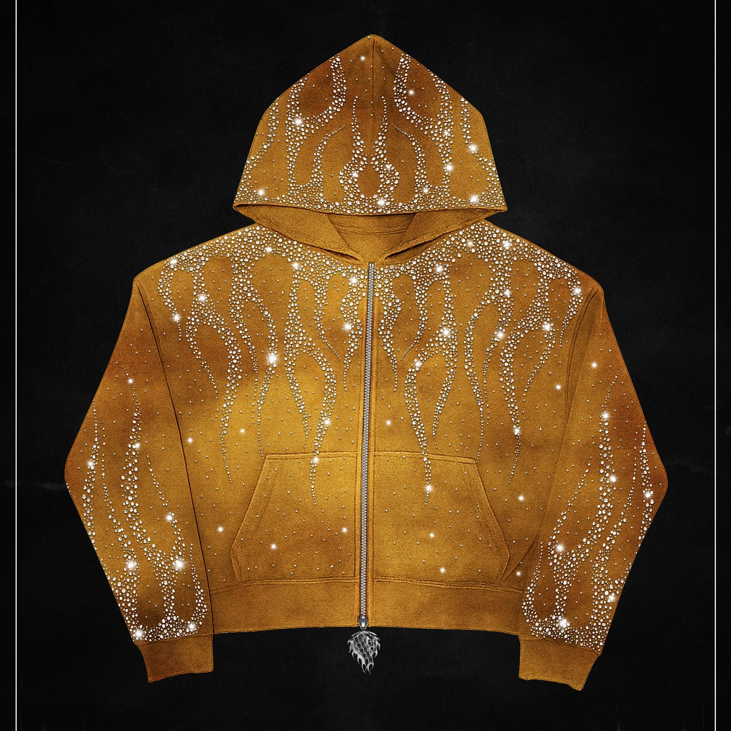 Salati Customized Full Rhinestone 100% COTTON Zipper-up Sweatshirt Streetwear French Terry Unisex for Autumn Printed Hoodies gallery 7