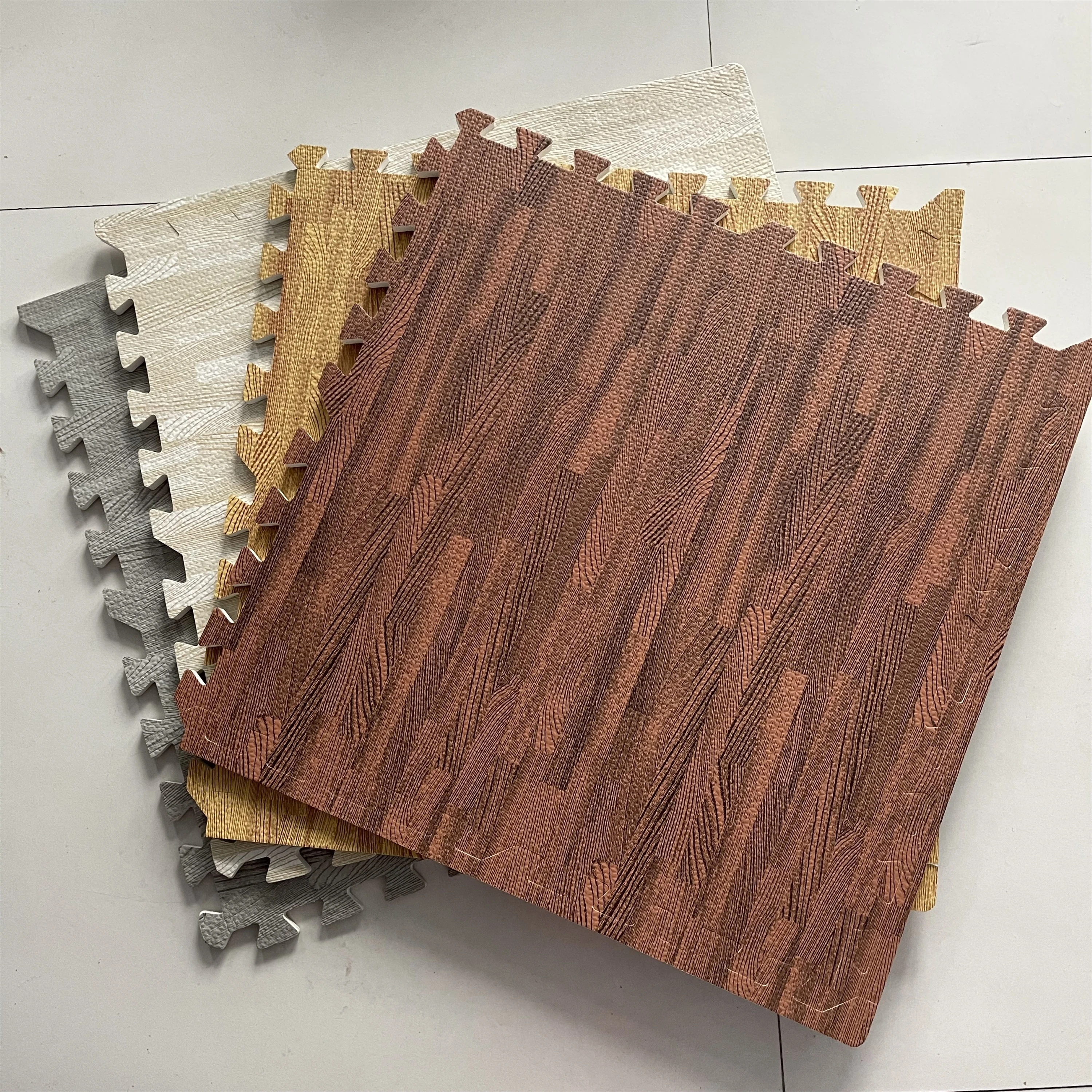 60cmX60cm Size Martial Arts Mats Tatami Eva Foam Exercise Wood Grain  Printed Puzzle Wt Certified Judo Mat With Yellow Color