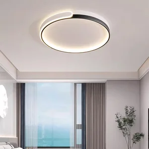 Nordic Ceiling Light Contemporary Black Round Lamp Fixtures LED Home Decorative for Living Bed Room