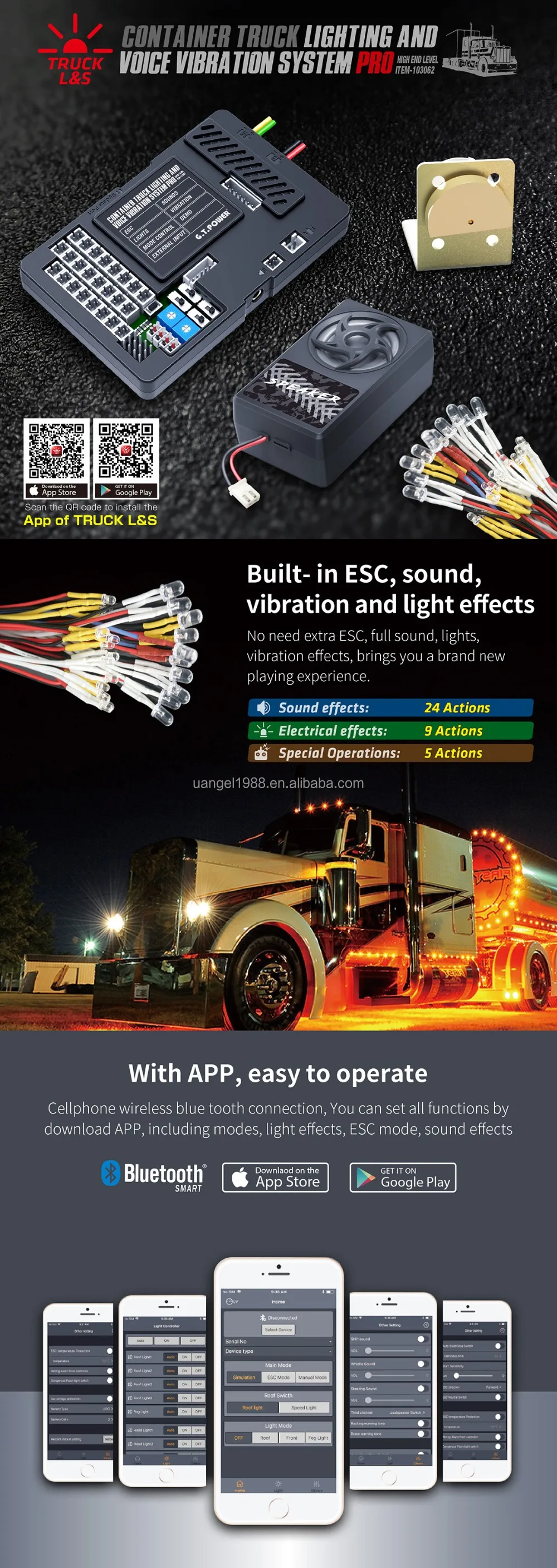 container truck lighting and voice vibration system