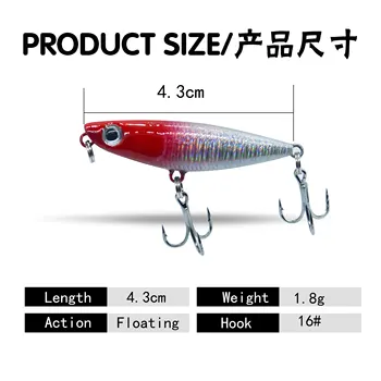 Wholesale 43mm 1.8g Top Water Fish Baits Fishing Lures Bait Walk Dog Floating Pencil Lure for Bass & Marlin River Use – Pencil – view 3
