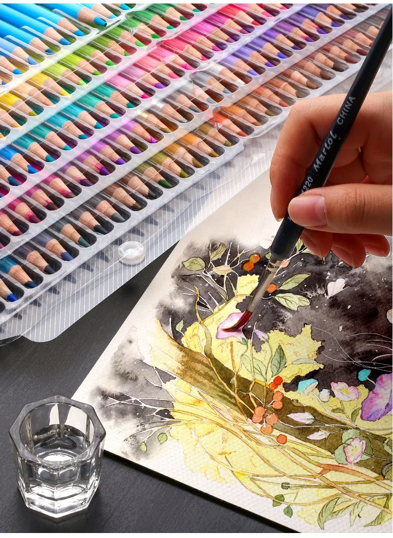 Brutfuner – ensemble de crayons de couleur professionnels à l'huile en  bois, 160 couleurs, crayon de couleur pour peinture artistique, croquis