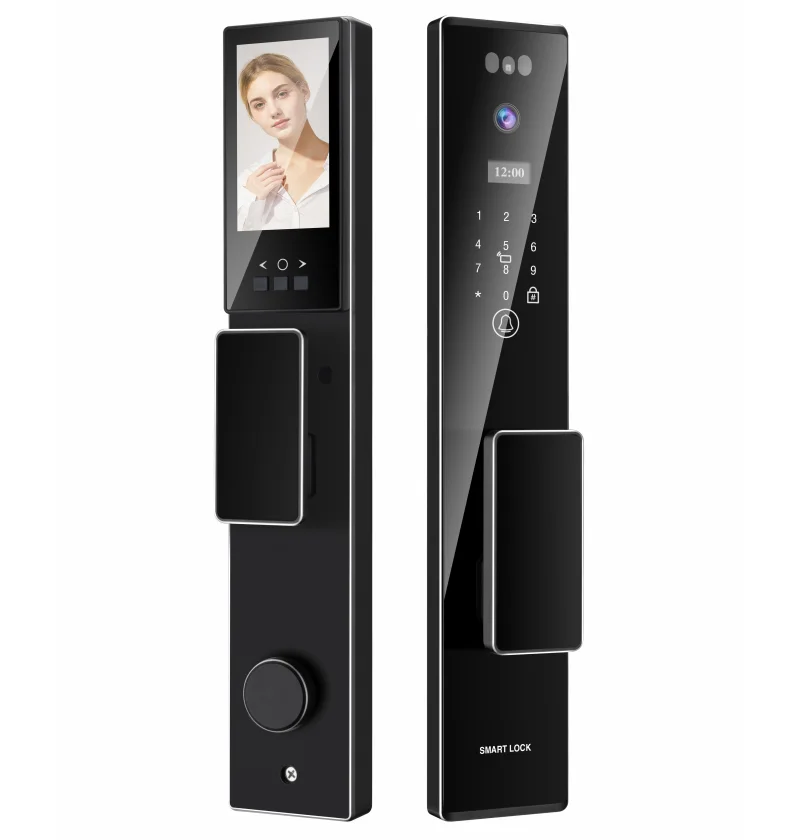 New Design 3D Face ID Digital Doorlock CNC Process Tuya Video Calling Password Card Fingerprint Smart Door Lock