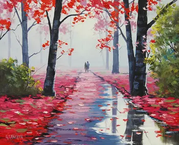 印象派 手描き 厚塗り ナイフ画 森林風景 油絵| Alibaba.com