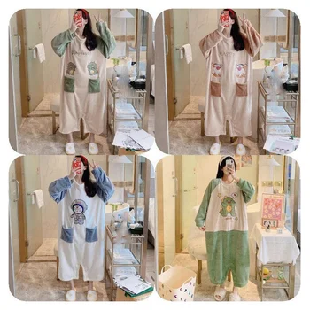 Women's pajamas 2024 Autumn/Winter cartoon warm pajamas Animal women's pajamas Women's home clothing