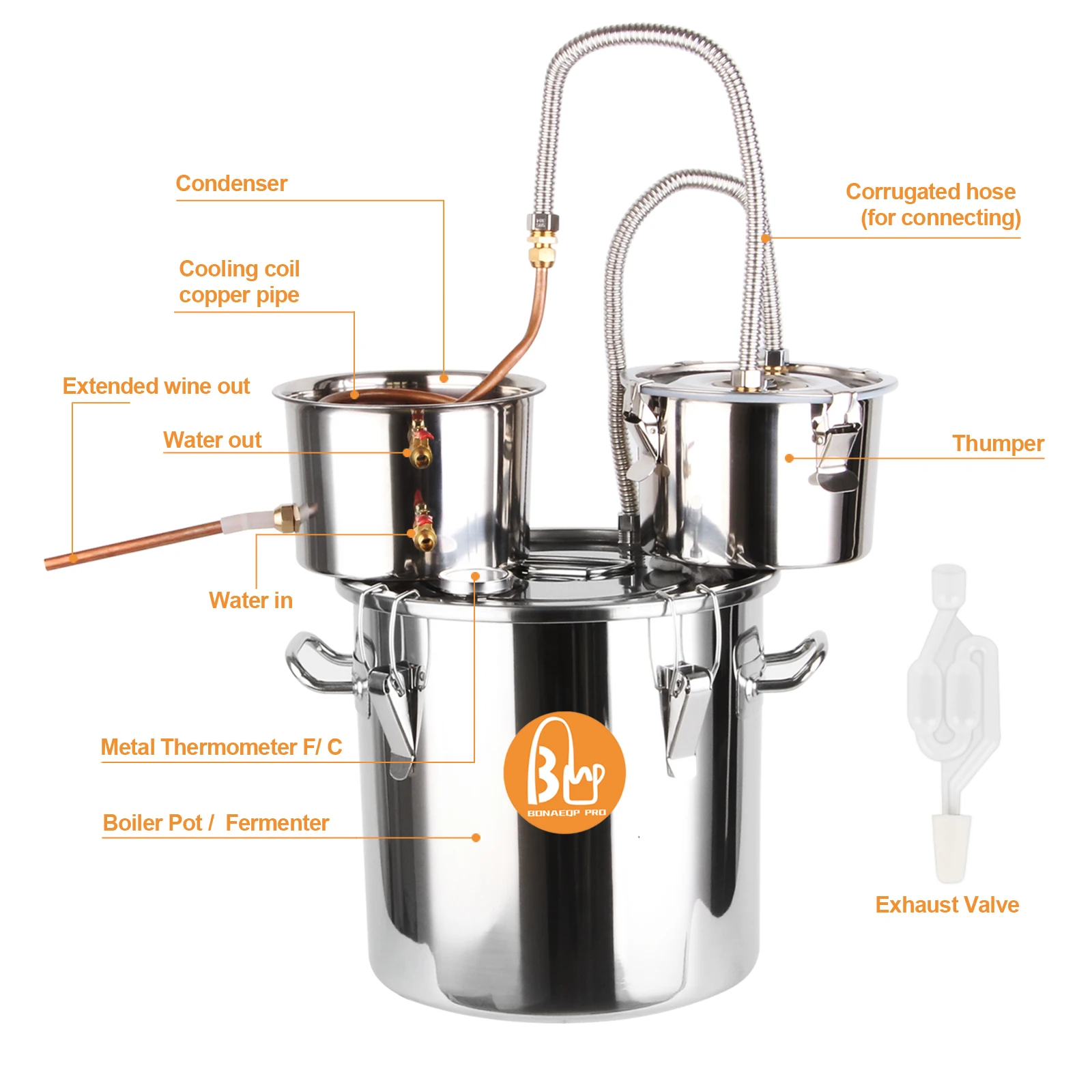 Factory Price 21L Alambic Distillation Machine Copper Pipe Stainless Steel Fermenter Moonshine Alcohol Making Kit at Home