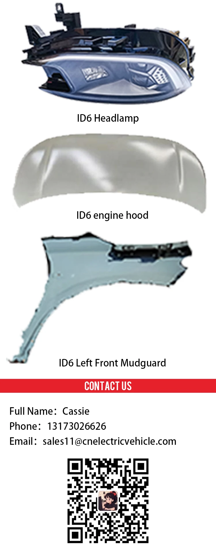 Factory Price High Quality Id6 Id4 Spare Parts Car Accessories Volkswagen Id 4 X Spare Parts