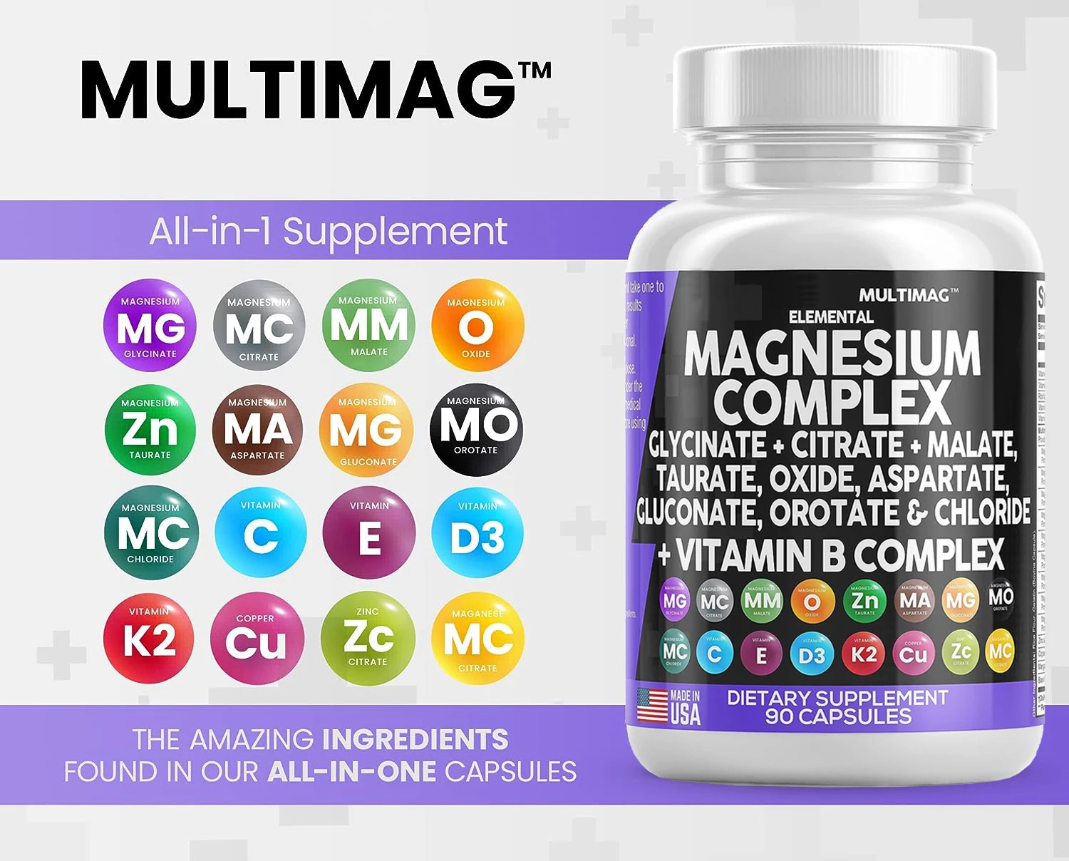 Adult Multivitamin Magnesium Complex Supplements Glycinate Citrate
